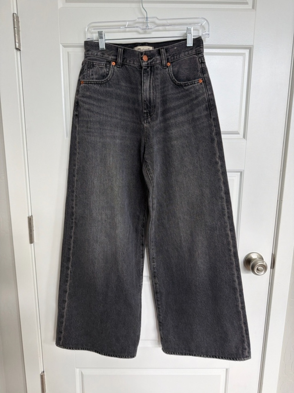 Madewell Super Wide Leg Jeans Size 24 Washed Black High Rise Wide Leg